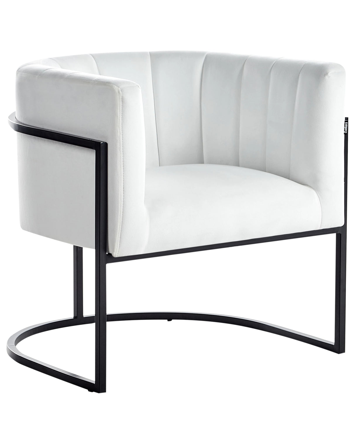 Armchair White Velvet Metal Black Frame Accent Chair Glamour Style Living Room Dining Room Beliani