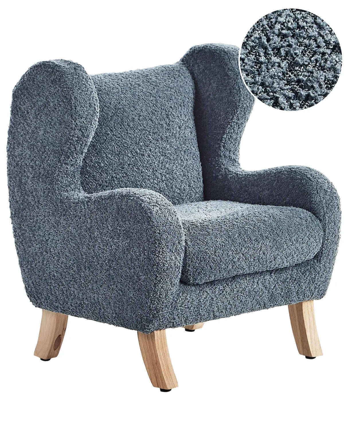 Chair Dark Blue Boucle Upholstery with Armrests Nursery Furniture Seat for Children Modern Design Beliani