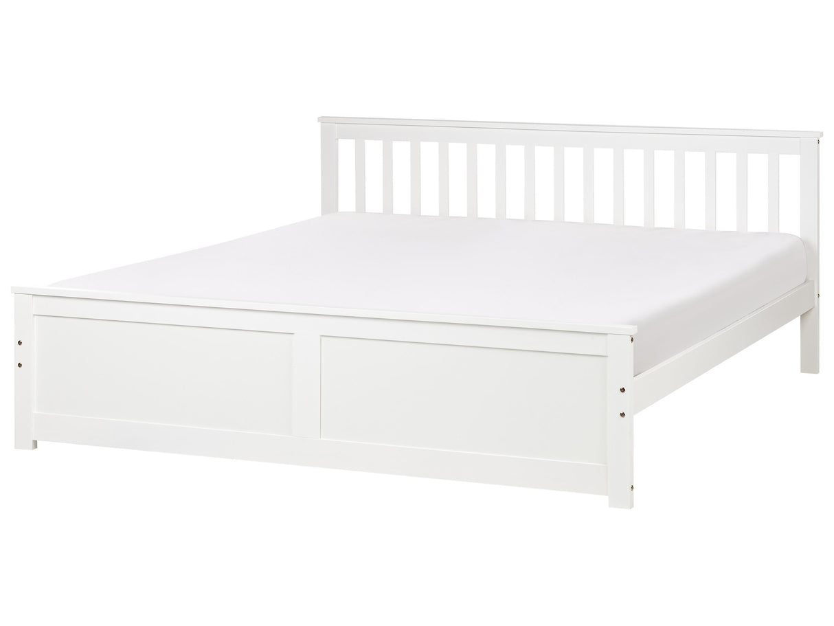 Bed Frame White Pine Wood MDF EU Super King Size 6ft Headboard Minimalist Beliani