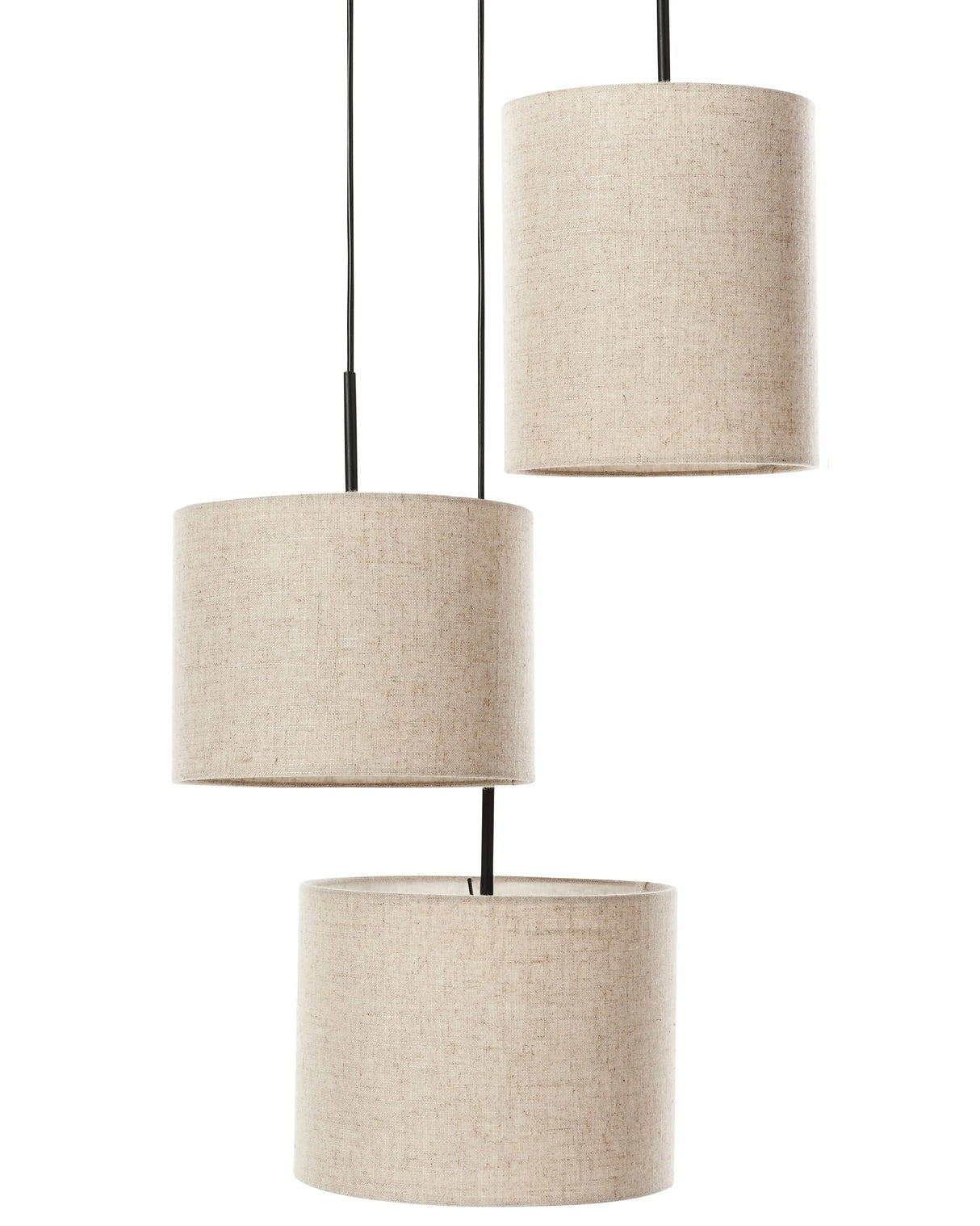 Hanging Pendant 3 Light Lamp Beige Linen Fabric Shade Modern Design Living Room Light Beliani