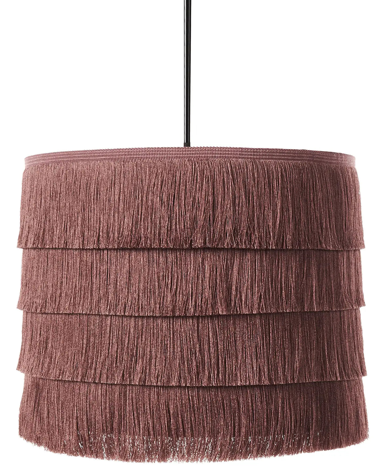 Hanging Pendant Lamp Pink Fabric Polyester Shade Fringed Modern Design Living Room Light Beliani