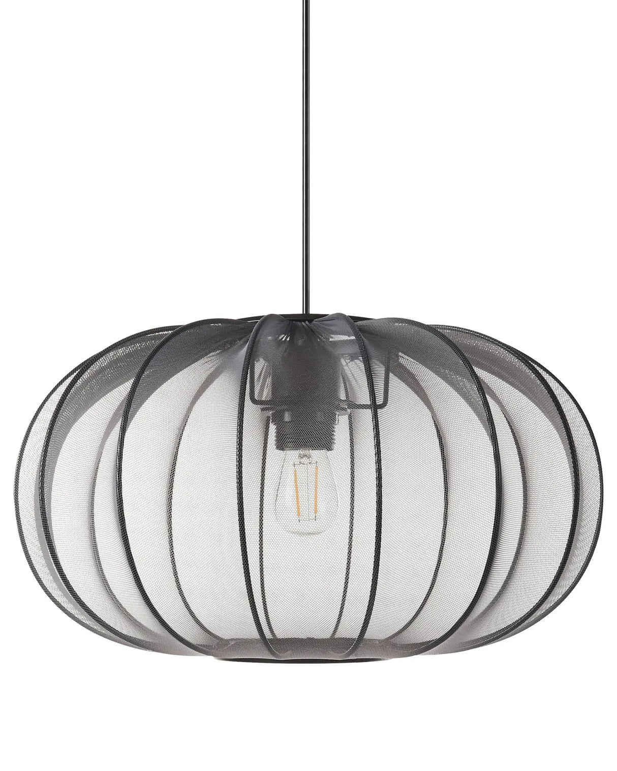 Hanging Pendant Lamp Black Nylon Shade Modern Design Living Room Light Beliani