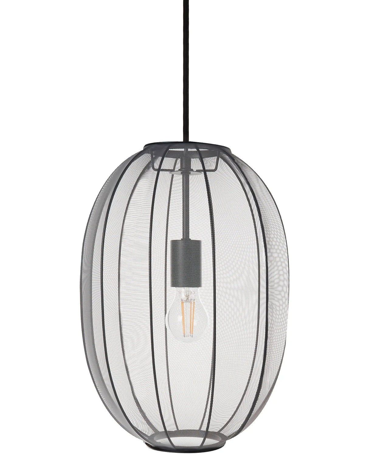 Hanging Pendant Lamp Black Nylon Shade Modern Design Living Room Light Beliani