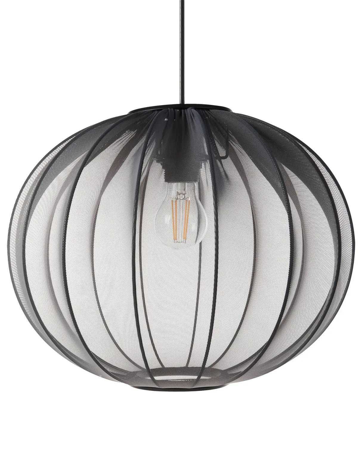 Hanging Pendant Lamp Black Nylon Shade Modern Design Living Room Light Beliani