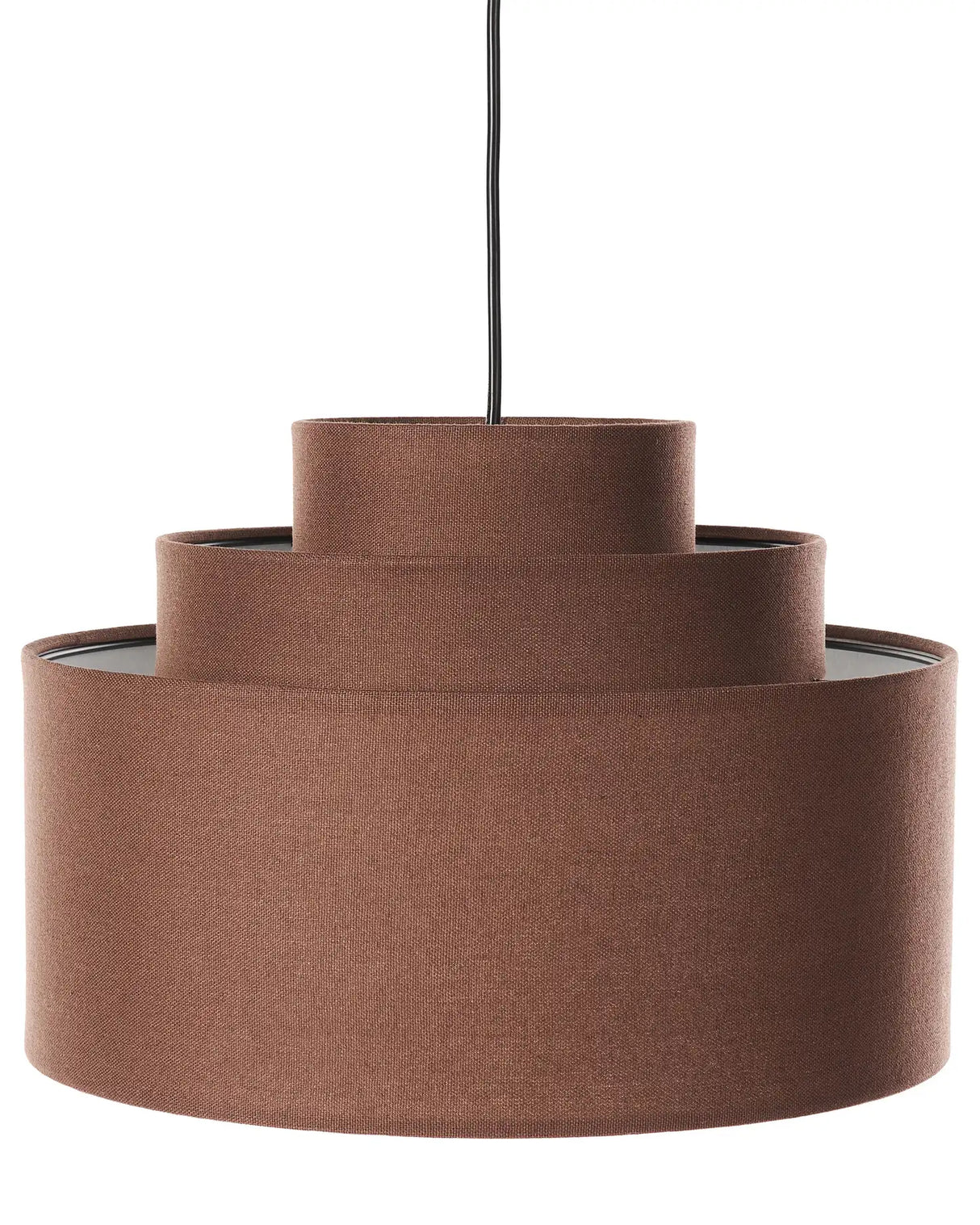 Hanging Pendant Lamp Brown Linen Fabric Shade Modern Design Living Room Light Beliani