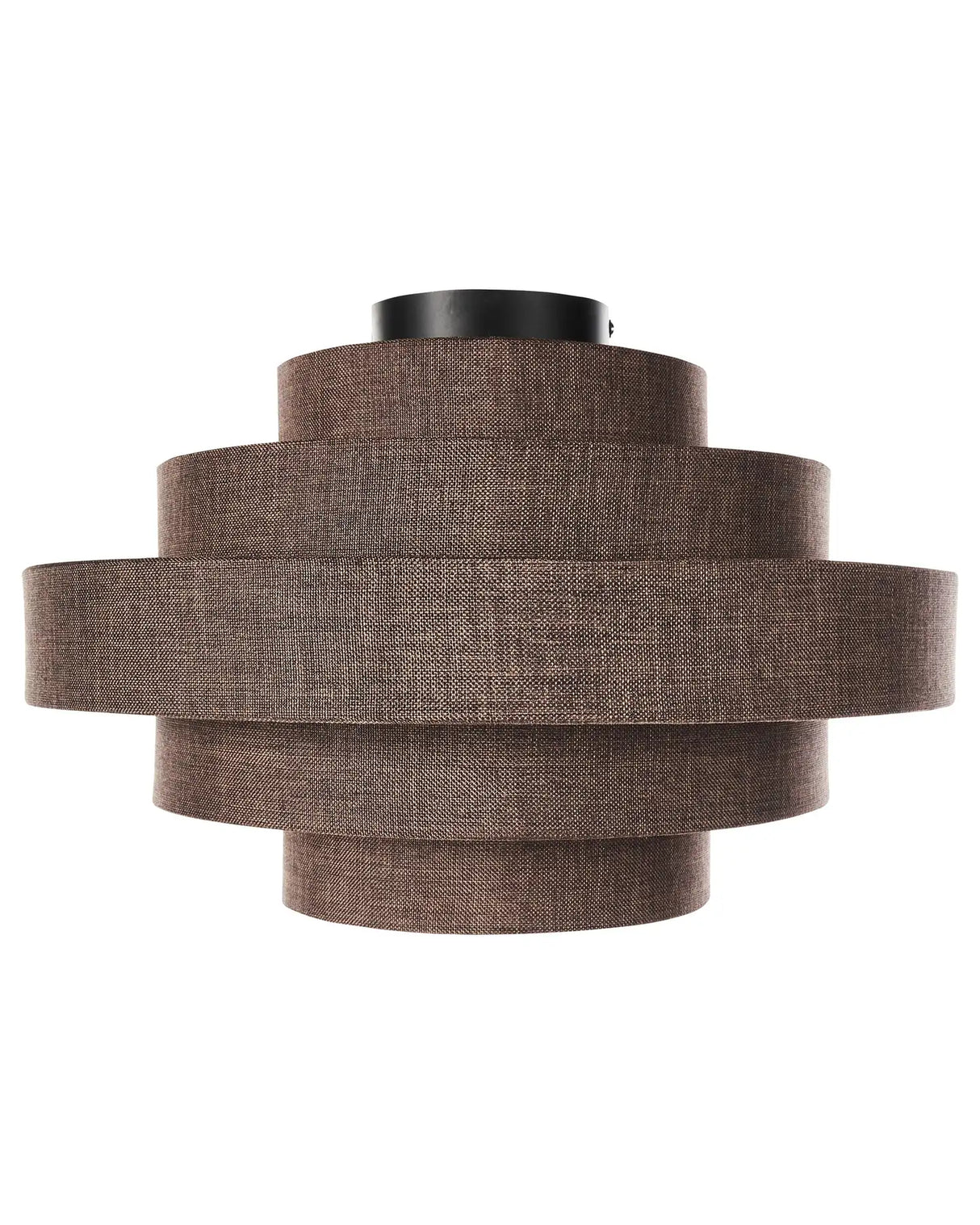 Ceiling Hanging Lamp Brown Linen Fabric Shade Modern Design Living Room Light Beliani
