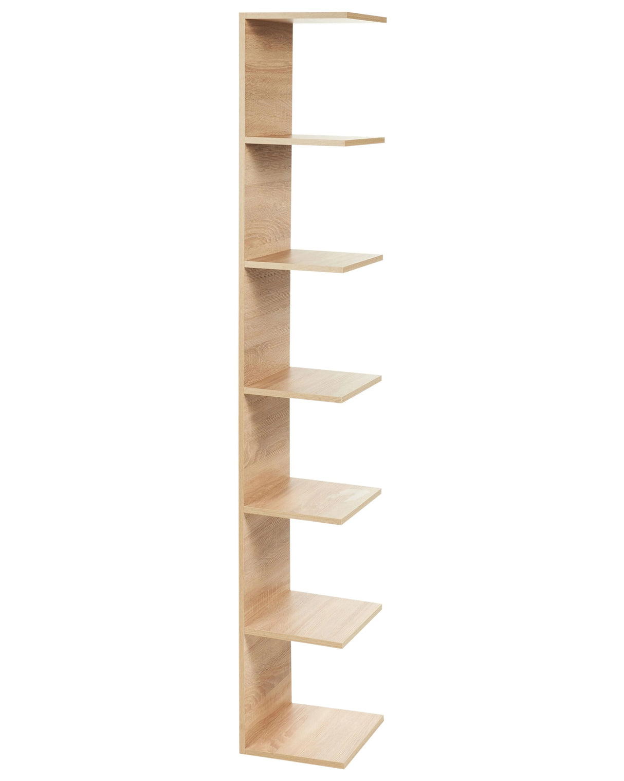 Wall Bookshelf Light Wood 6 Tier Particle Board Modern Beliani