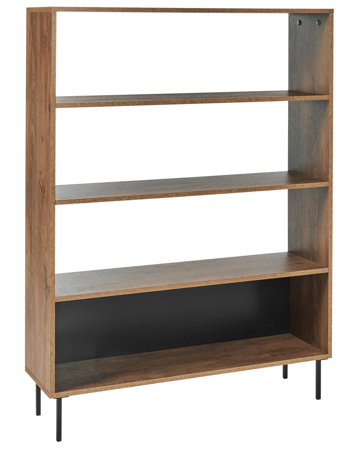 4 Tier Bookcase Dark Wood Shelves Open Back Storage Beliani