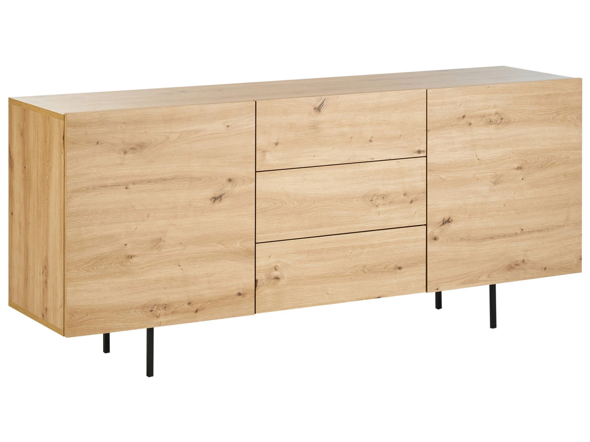 Sideboard Light Wood 2 Door 3 Drawer Cabinet Storage Unit Scandinavian Style Beliani