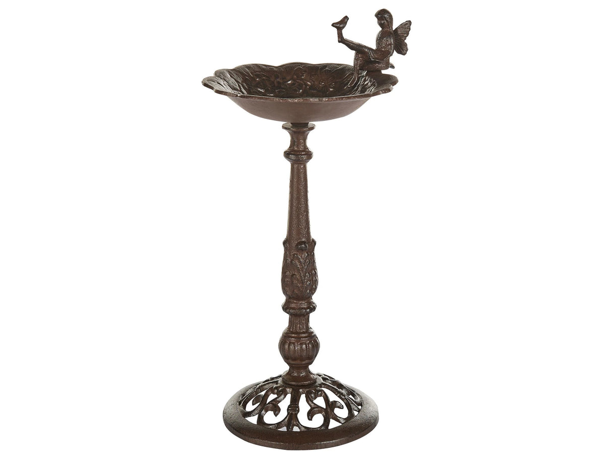 Bird Bath Brown Water Feeder for Birds Iron for Garden Outdoor Decorative Accent Beliani