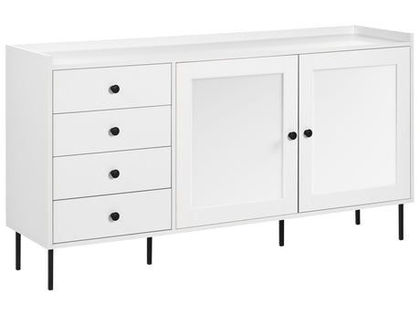 Sideboard White 2 Door 4 Drawer Cabinet Storage Unit Scandinavian Style Beliani