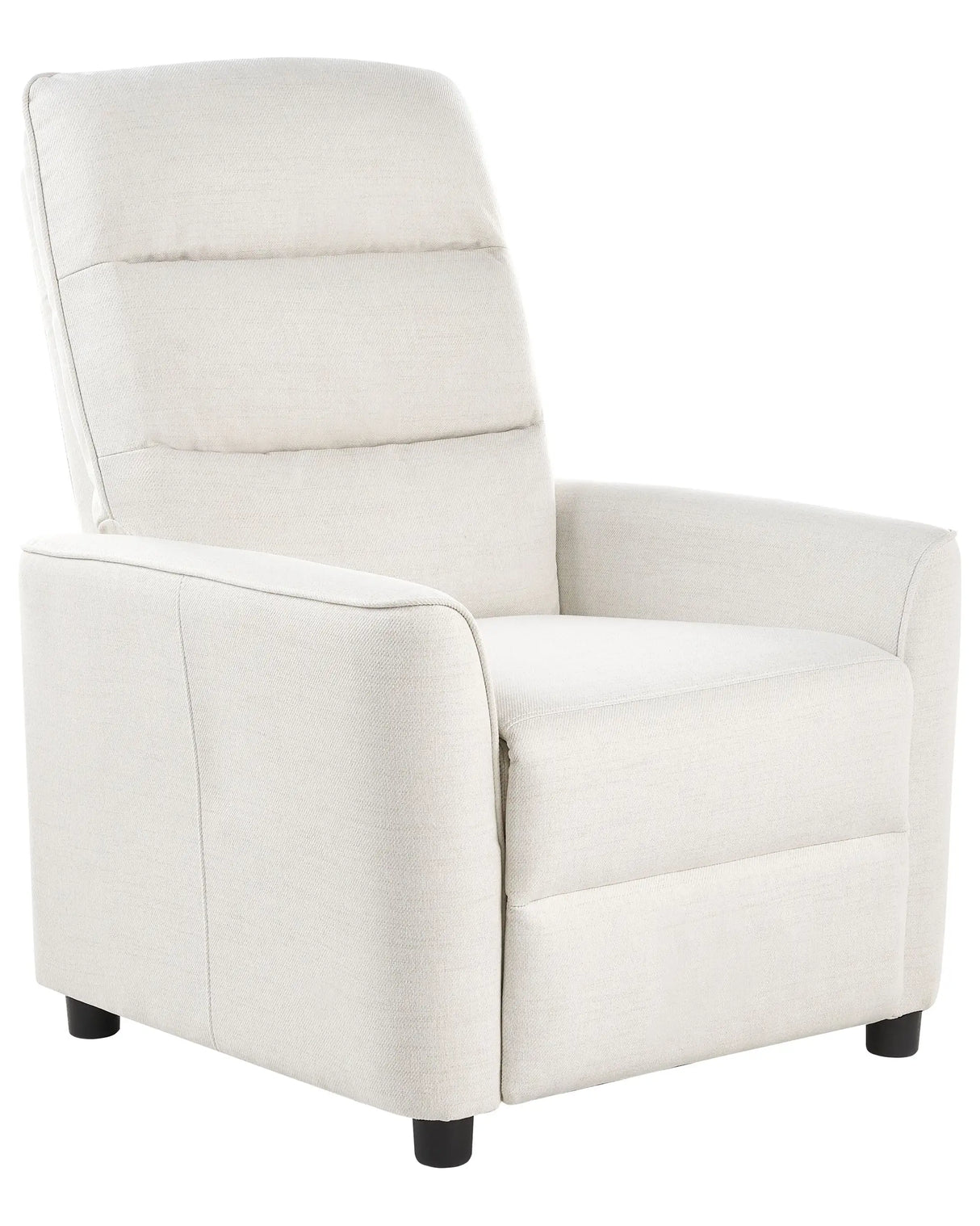 Recliner Chair Off-White Fabric Upholstery Push-Back Manually Adjustable Back and Footrest Retro Design Armchair Beliani