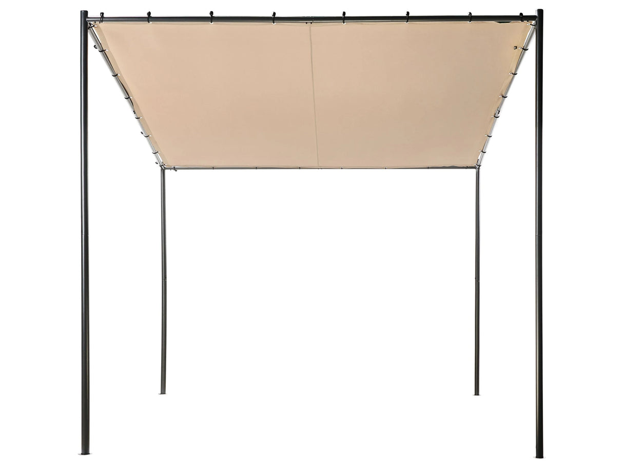 Pergola Taupe Polyester Steel 282 x 294 cm Fabric Shade Metal Frame Garden Pavilion Beliani