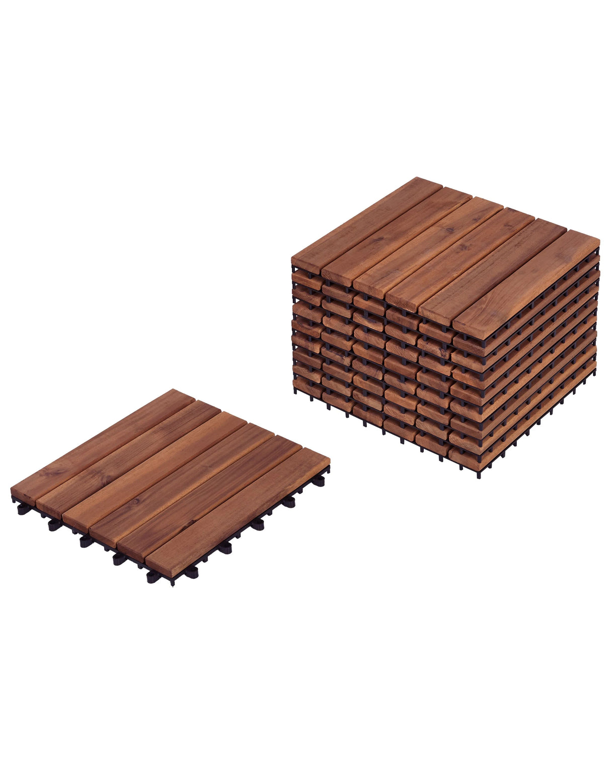 Outdoor Flooring Brown Certified Acacia Wood Plastic Base All-Weather Resistant Garden Patio Balcony Accessories Beliani