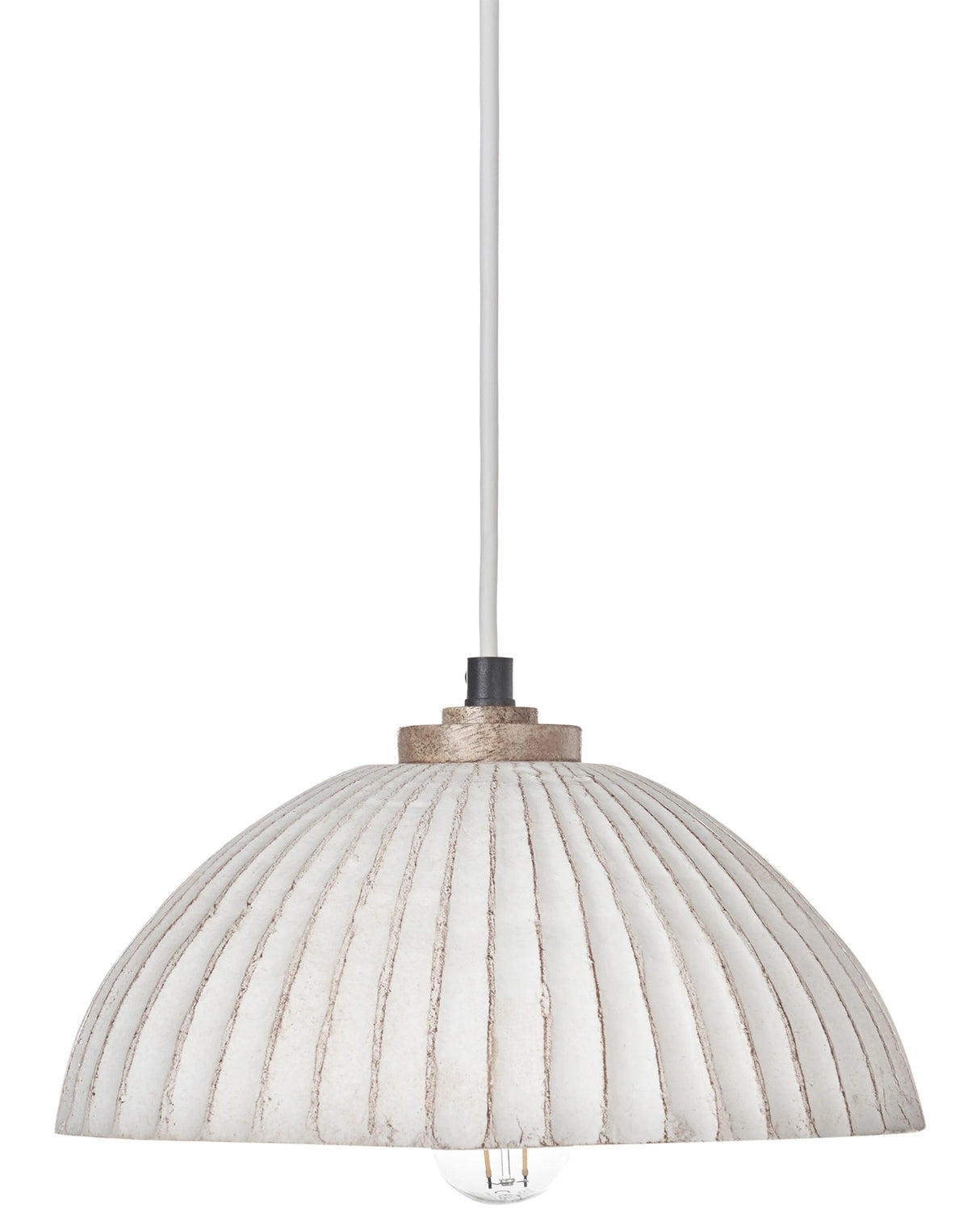 Pendant Lamp White Paper Mache Handmade Shade Organic Natural Beliani