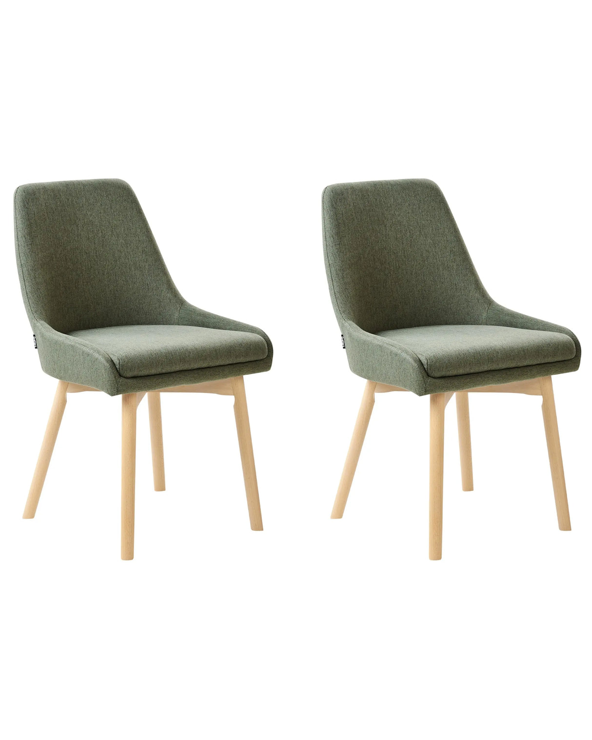 Set of 2 Chairs Dark Green Polyester Fabric Dark Solid Wood Legs Thickly Padded Seat Beliani