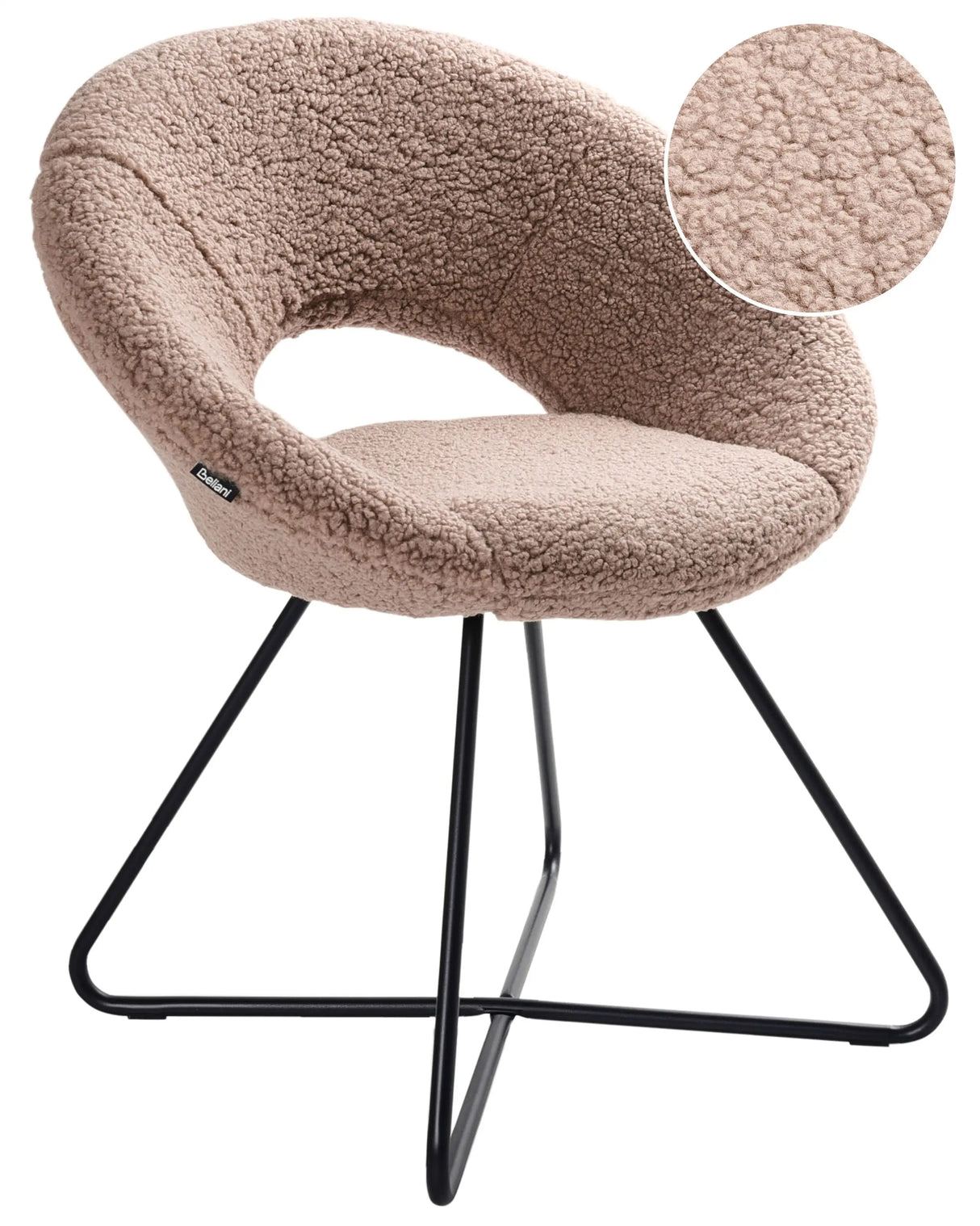 Accent Chair Taupe Boucle Upholstery Armless Black Cross Base Steel Frame Retro Design Beliani