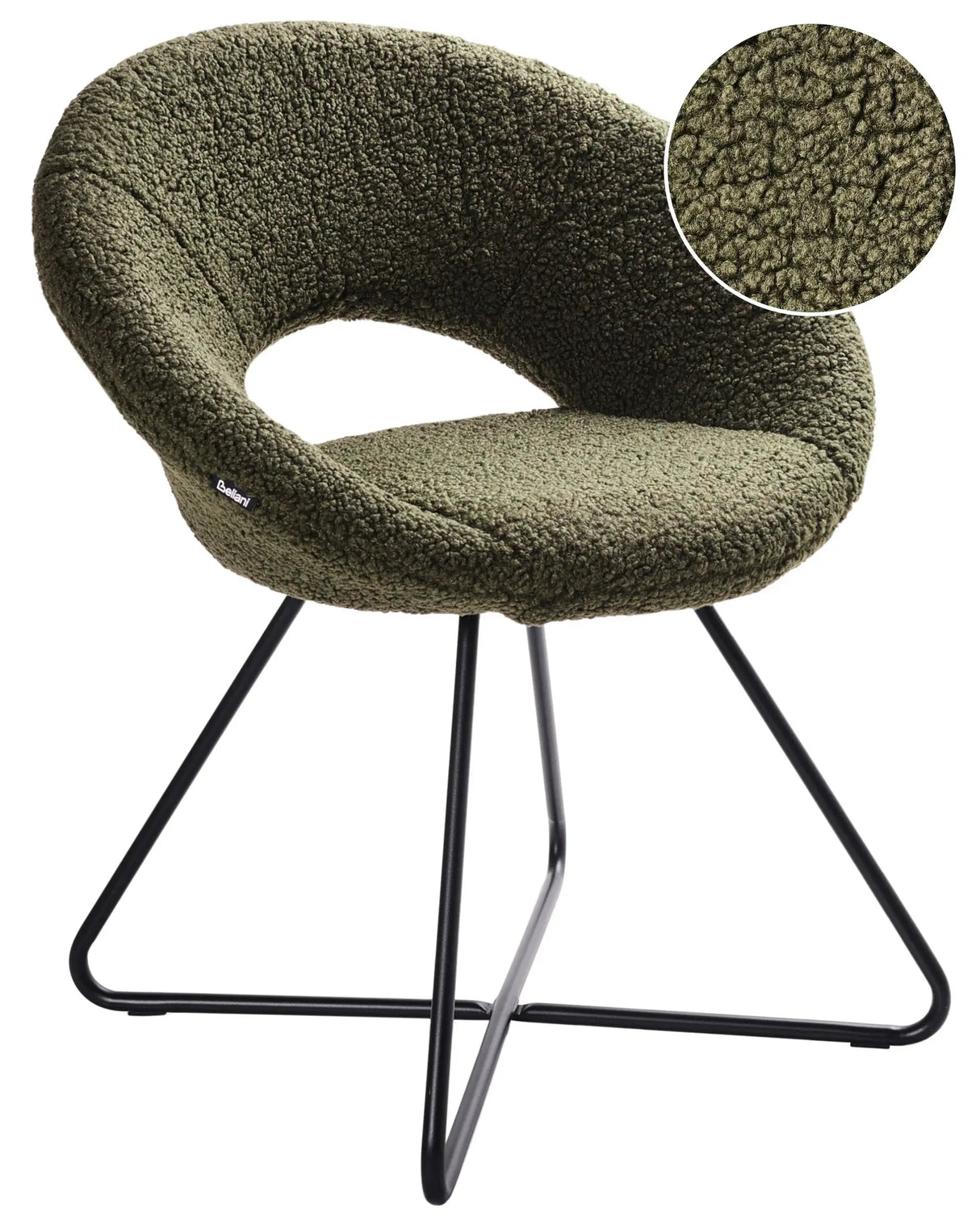 Accent Chair Green Boucle Upholstery Armless Black Cross Base Steel Frame Retro Design Beliani