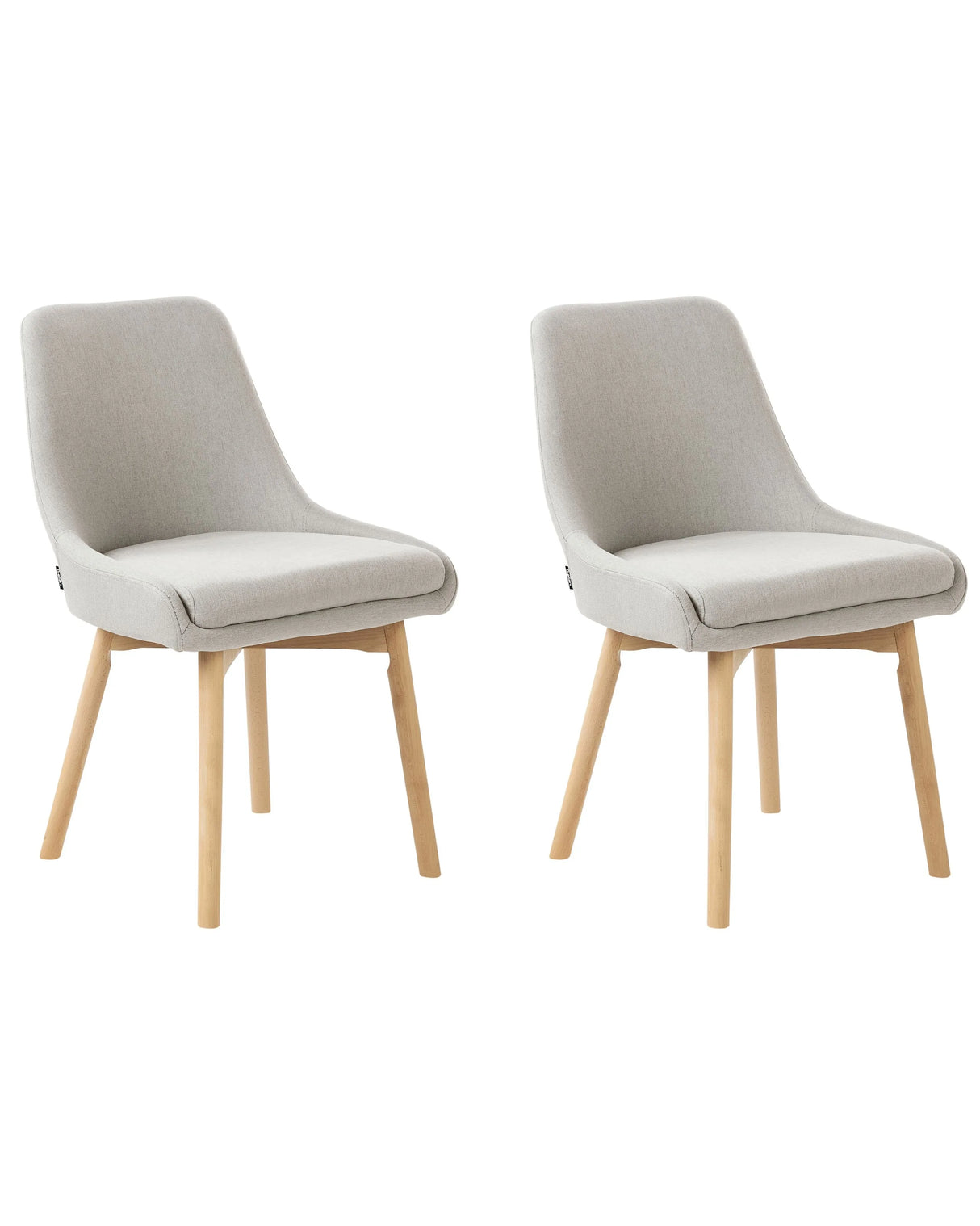Set of 2 Chairs Light Grey Polyester Fabric Dark Solid Wood Legs Thickly Padded Seat Beliani