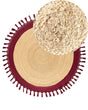 Area Rug Beige and Red Round 140 cm Boho Rustic Spiral Braided Plaited Handmade Natural Jute Bedroom Living Room Beliani