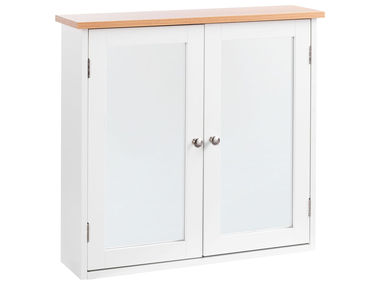 Bathroom Wall Mounted Mirror Cabinet White MDF 17 x 60 cm Storage Scandinavian Style Beliani