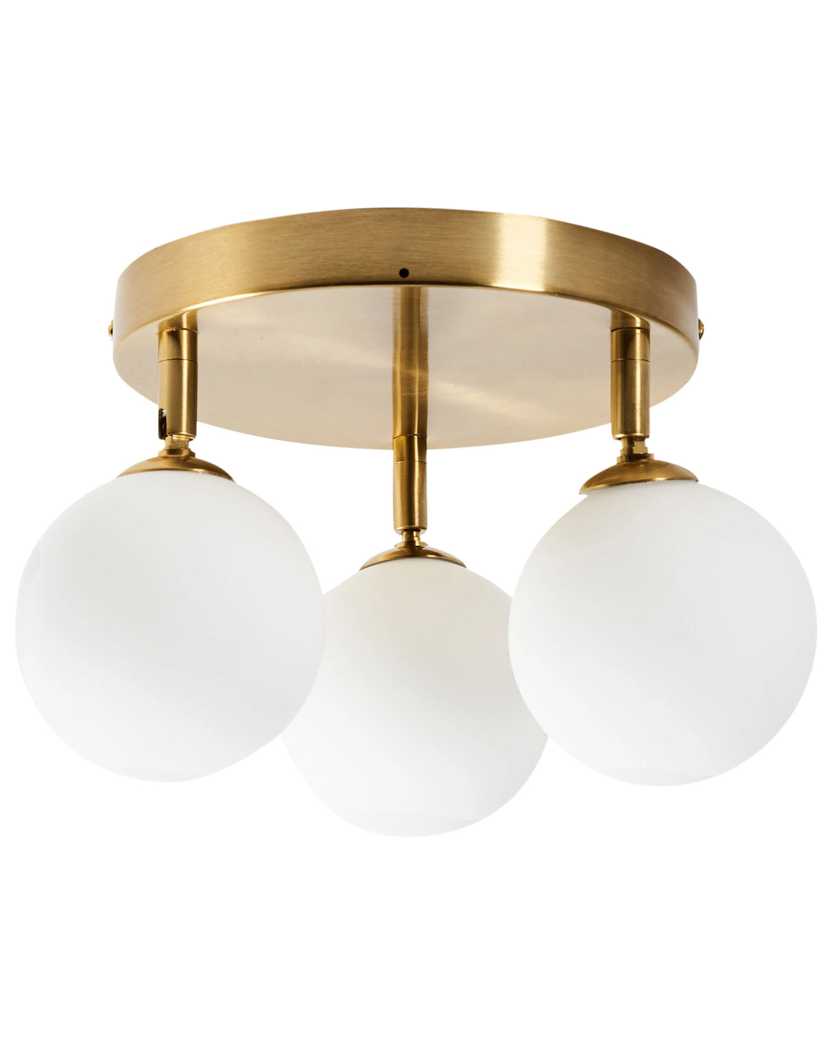 Ceiling Light 3 Lights Brass White Glass and Iron Metal Glamorous Modern Look Living Room Lighting Beliani