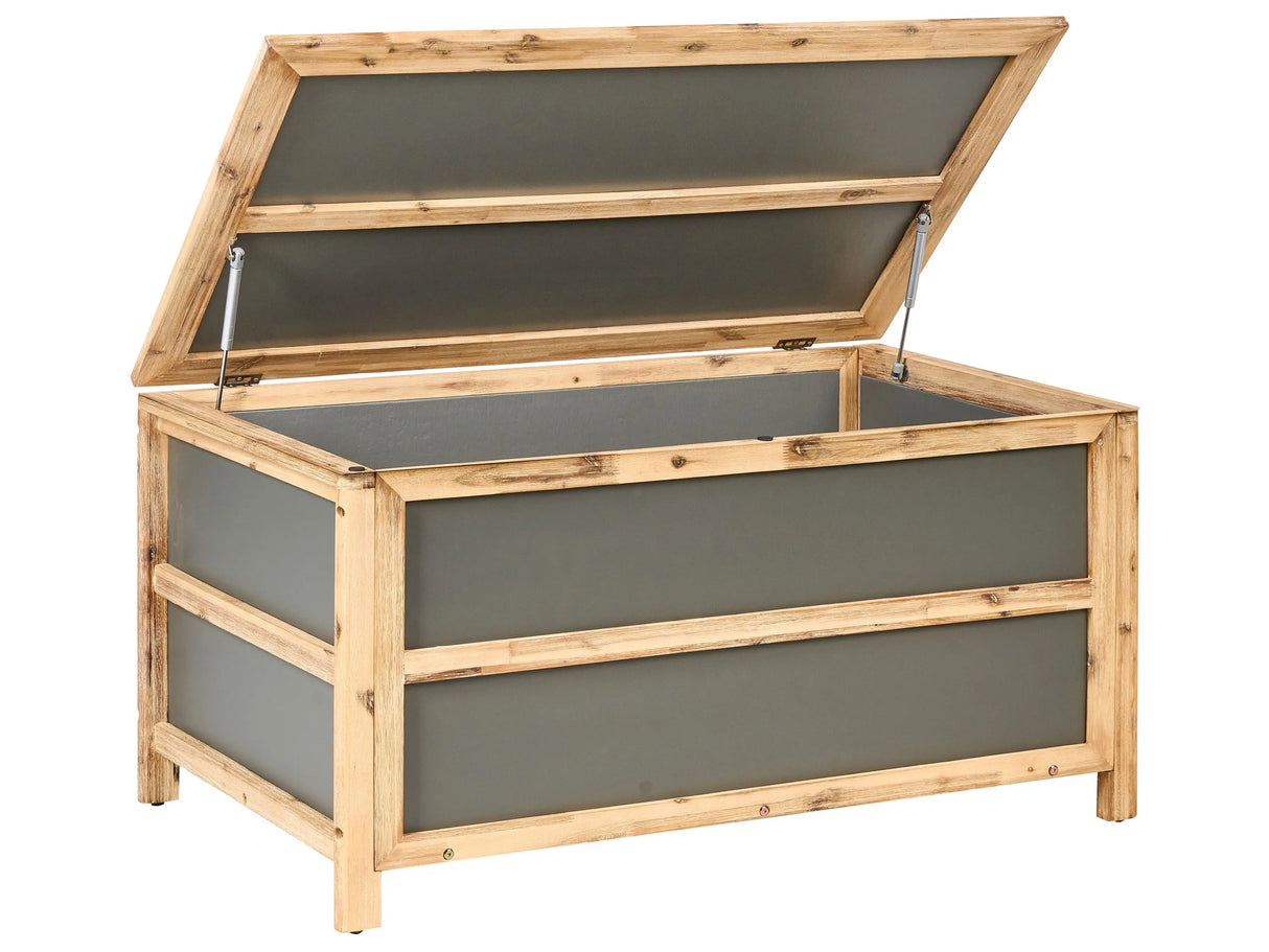 Outdoor Storage Box Grey Concrete Acacia Wood 330 L Industrial Garden Beliani