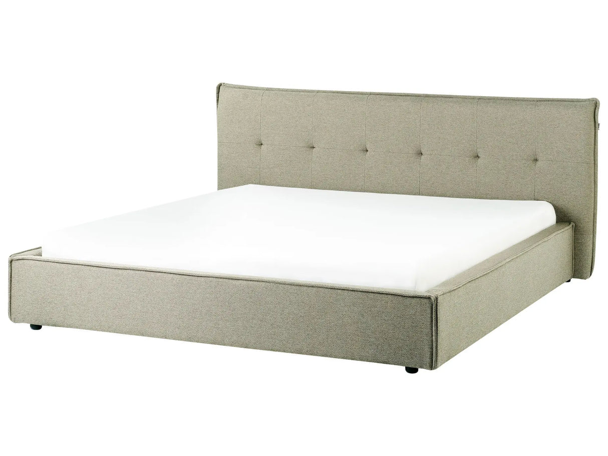 EU Super King Size Bed Green Linen Fabric Upholstery 6ft Black Legs with Headboard and Slatted Bed Frame Bedroom Furniture Beliani