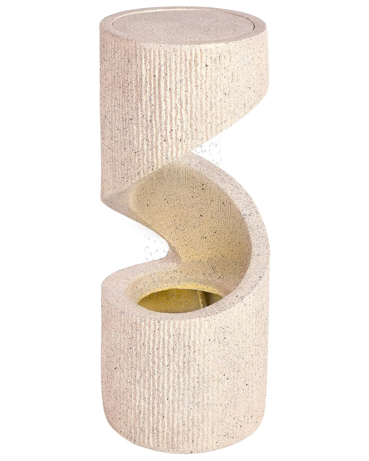 Outdoor Water Feature Beige Resin Fountain Garden with LED Light Plugged Modern Design Beliani