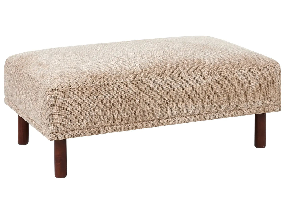 Fabric Beige Ottoman Water-Repellent Upholstery Rectangular Footstool Living Room Pouffe on Legs Beliani