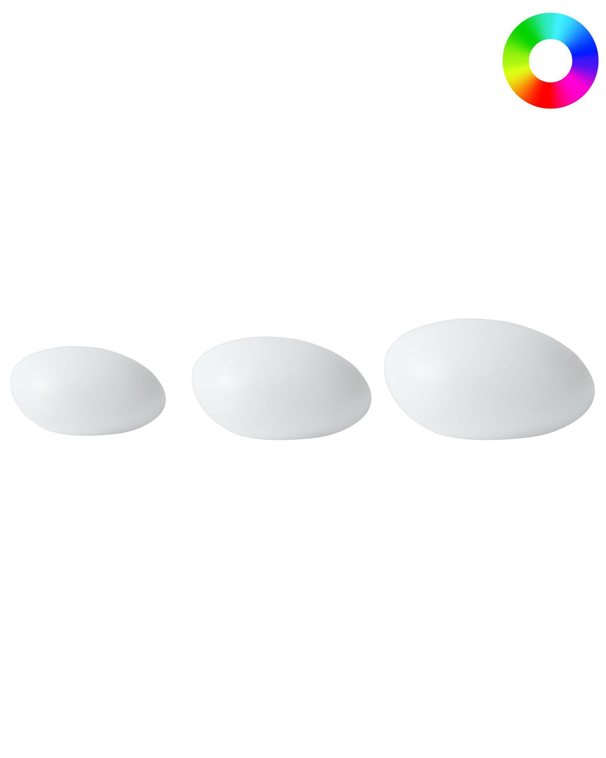 Set of 3 Outdoor LED Stone Shaped Floor Solar Lamps White Synthetic Material IP54 Waterproof with Remote Control Garden Patio Lighting Solution Beliani