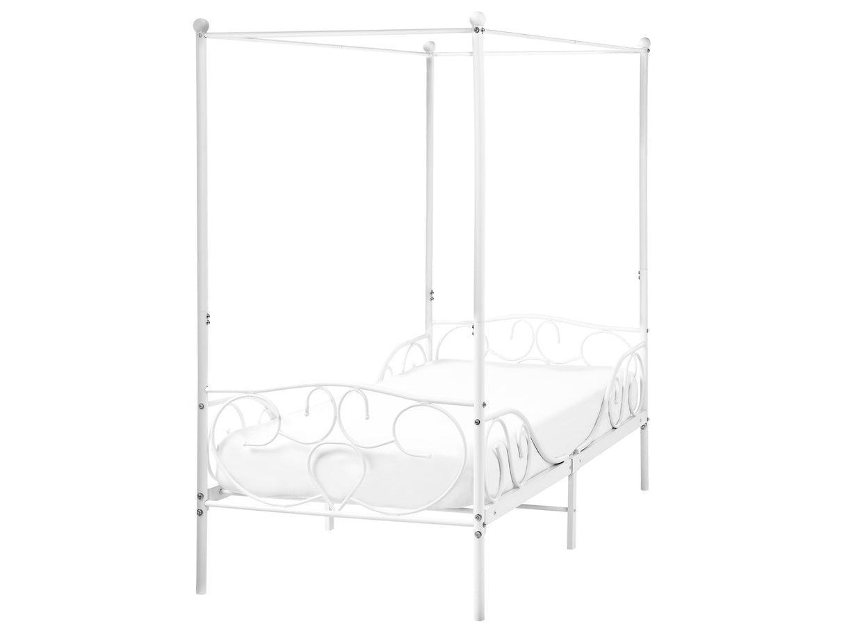 Canopy Bed Frame White Metal 90 x 200 cm EU Single Size Retro Decorative Beliani