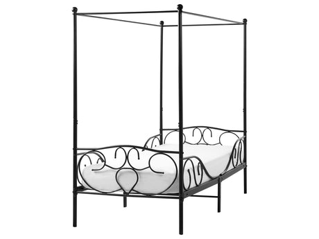 Canopy Bed Frame Black Metal 90 x 200 cm EU Single Size Retro Decorative Beliani