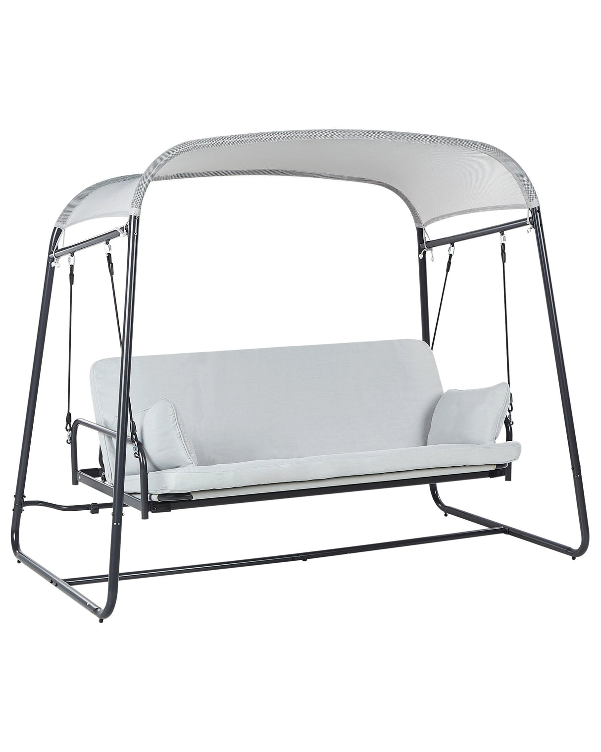 Patio Swing Light Grey Mesh Steel Frame 3 Seater Outdoor Water Repellent Beliani