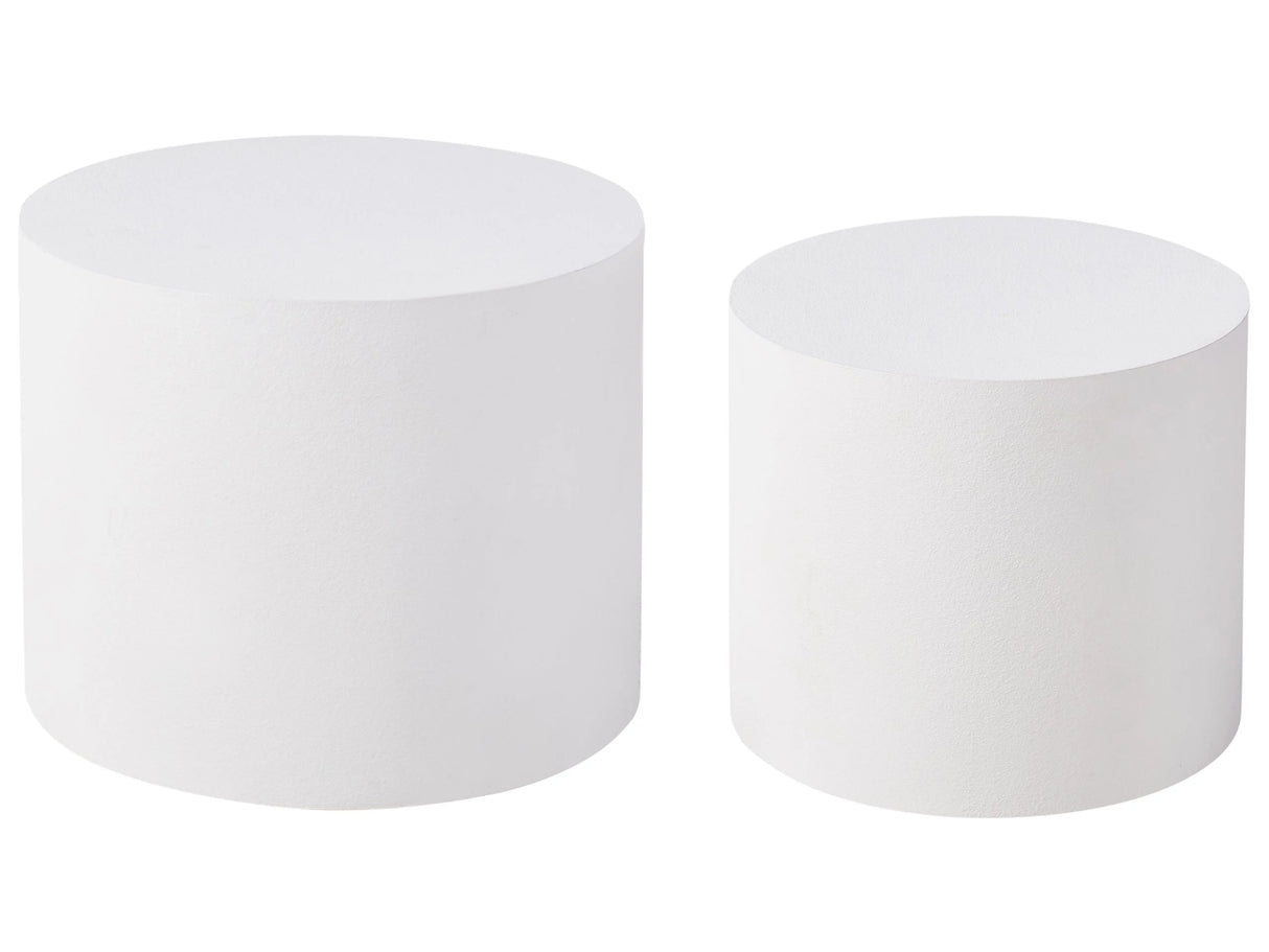 Set of 2 Coffee Tables White Tabletop Round Small and Medium Living Room Furniture Beliani