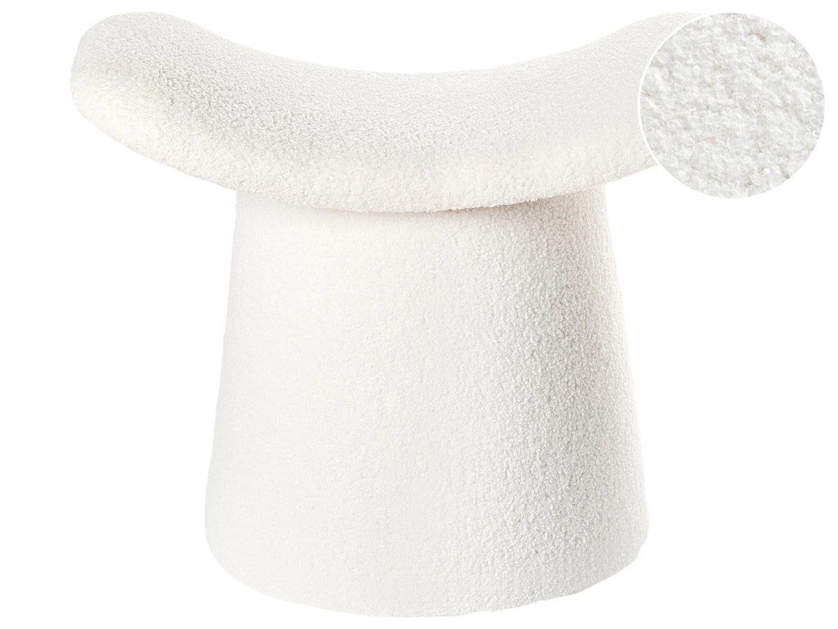 Pouffe Off-White Boucle Teddy Upholstery Foam Filling Footstool Home Accessories Living Room Beliani