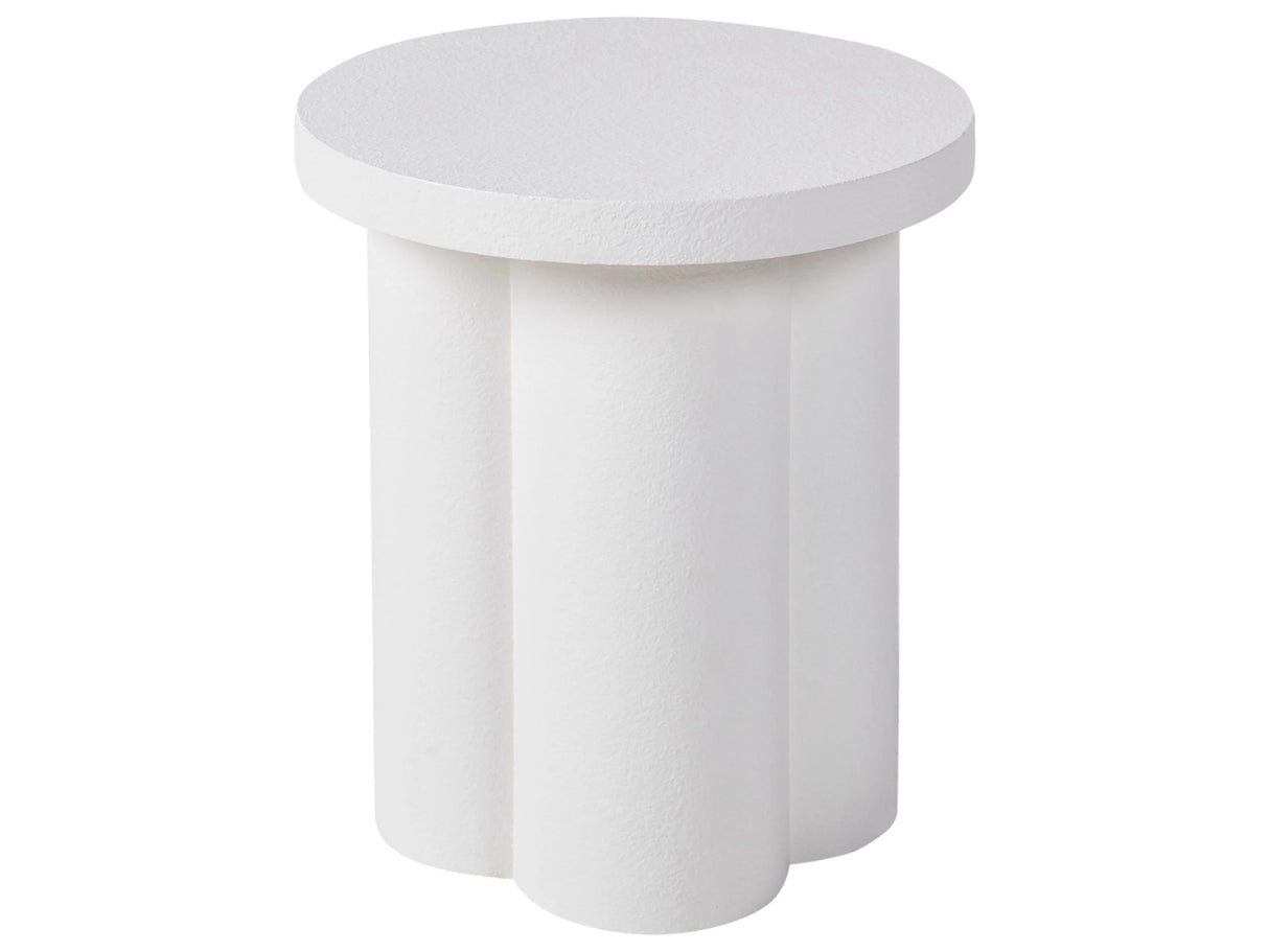 Side Table White Tabletop Round Shape Double Base Living Room Furniture Beliani