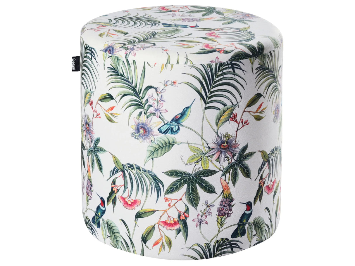 Round Velvet Multicolour Ottoman Pouffe Footstool Beliani