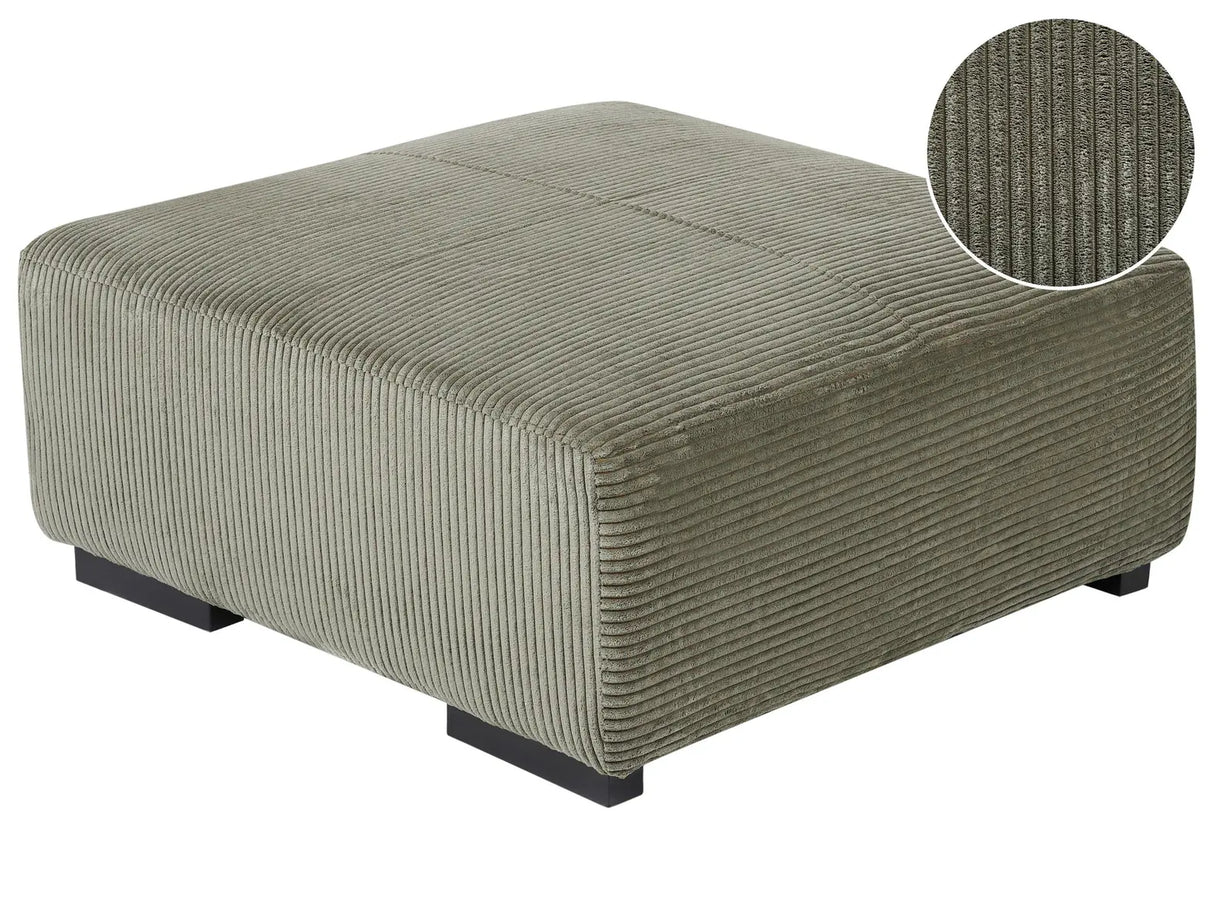 Ottoman Green Jumbo Cord 80 x 80 x 35 cm Square Corduroy Fabric Modern Living Room Beliani