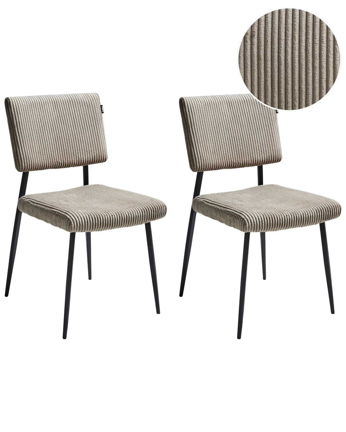Set of 2 Dining Chairs Taupe Corduroy Upholstery Retro Beliani