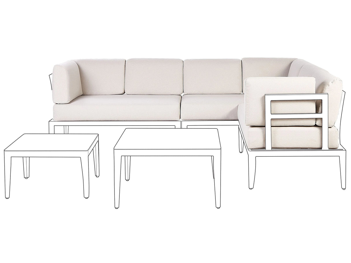 Outdoor Cushion Cover Set Light Beige Fabric Sofa Seat Back Side Pillow Cases Beliani