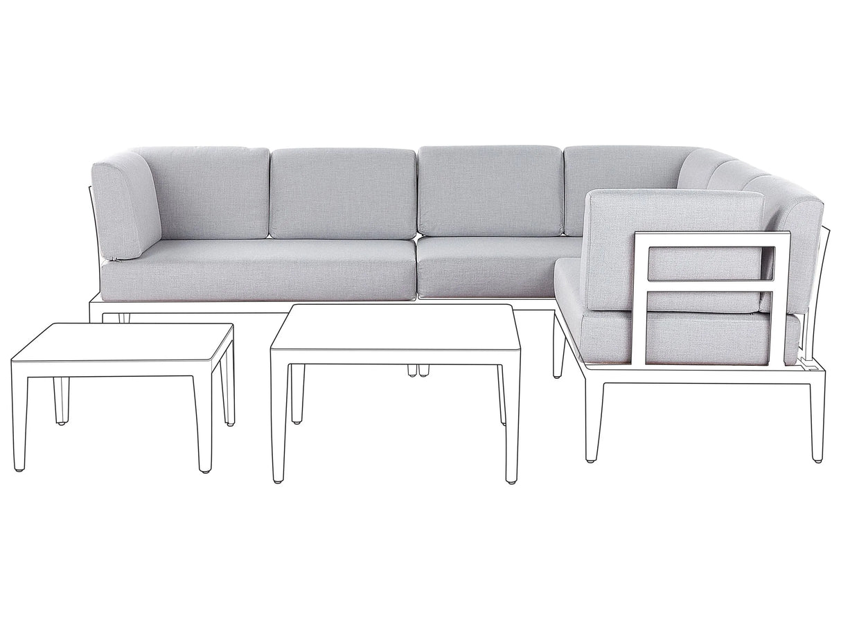 Outdoor Cushion Cover Set Light Grey Fabric Sofa Seat Back Side Pillow Cases Beliani