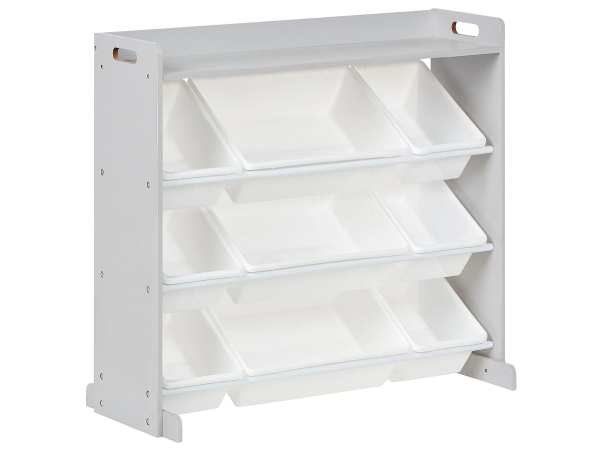 Shelf with 9 Storage Boxes Drawers Grey and White MDF Plastic Unique Kids Room Storage Modern Design Beliani