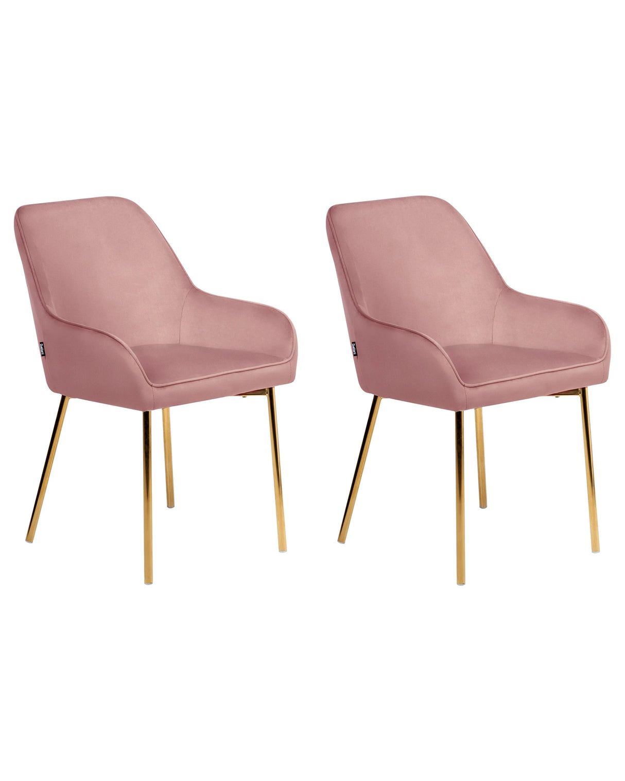 Set of 2 Dining Chairs Pink Velvet Upholstery Gold Legs Retro Glamour Beliani