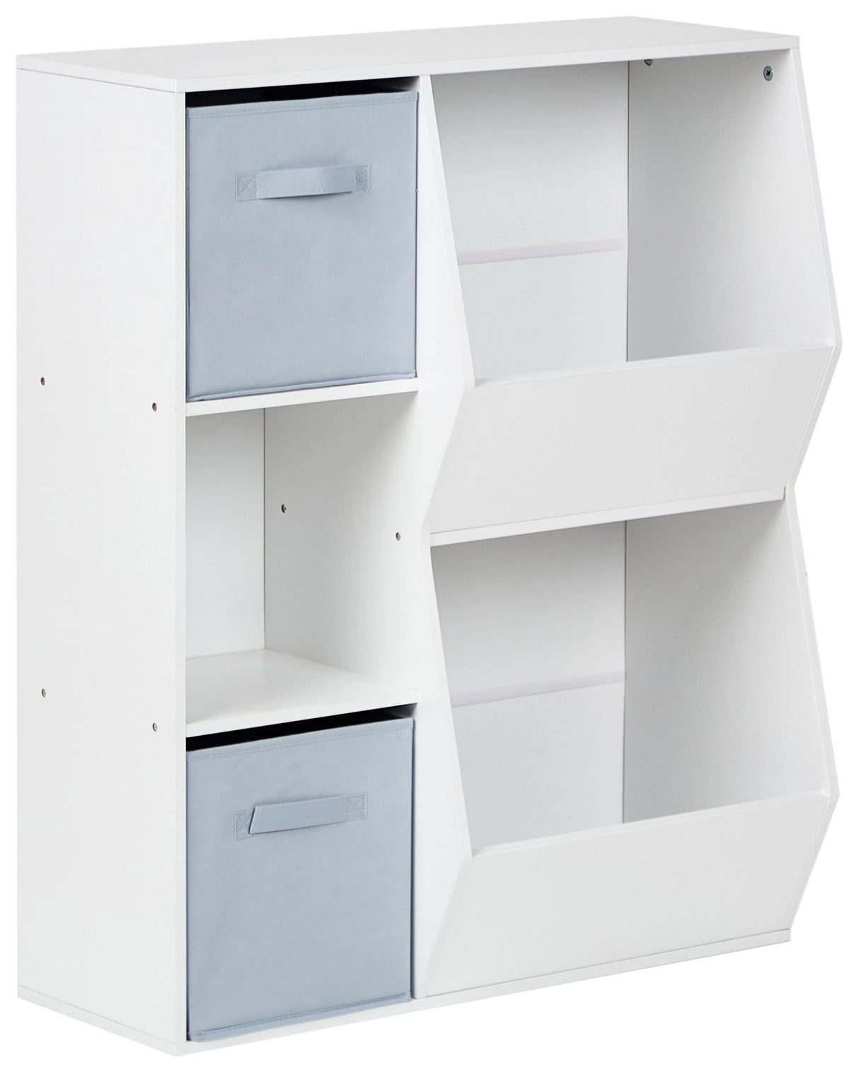 3 Tier Bookshelf White Particle Board with Non-Woven Fabric Boxes with Shelves Kids Room Nursery Beliani