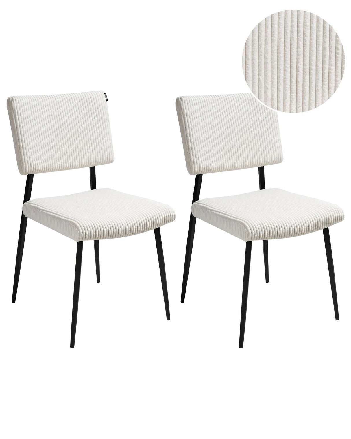 Set of 2 Dining Chairs Off-White Corduroy Upholstery Retro Beliani