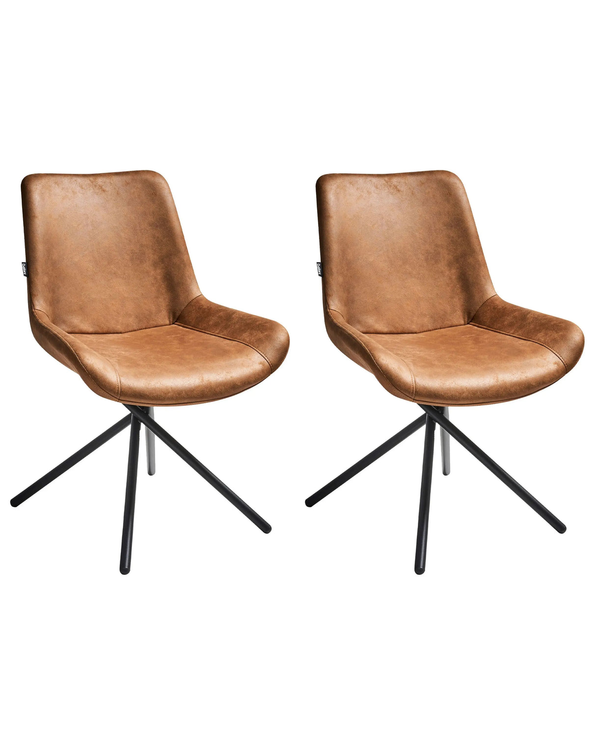Set of 2 Dining Chairs Golden Brown Faux Suede Upholstery With Criss-Crossed Legs Retro Beliani