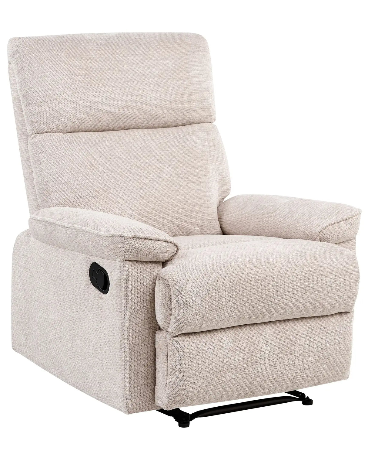 Fabric Armchair with Footrest Beige Polyester Modern Contemporary Style Beliani