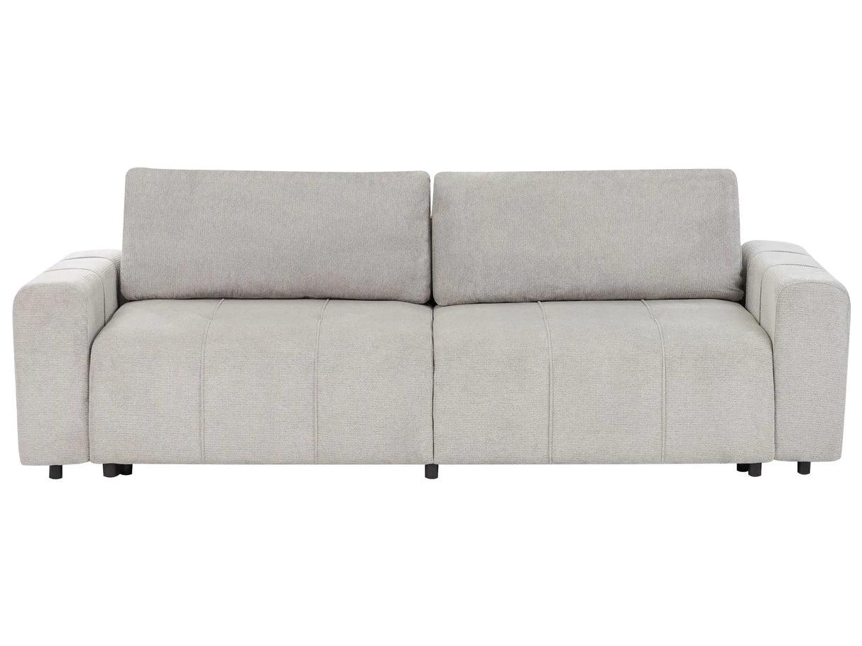 3 Seater Sofa Light Grey Fabric Upholstery with Storage Thickly Padded Modern Style Living Room Furniture Beliani