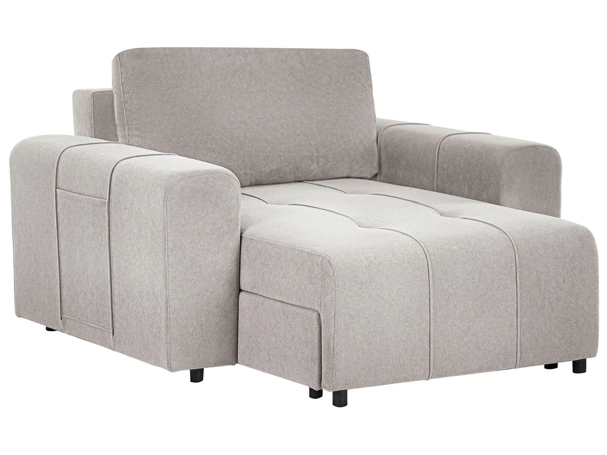 Chaise Lounge Light Grey Fabric Upholstery Armrests Cushion Backrest Modern Design Symmetrical Living Room Beliani